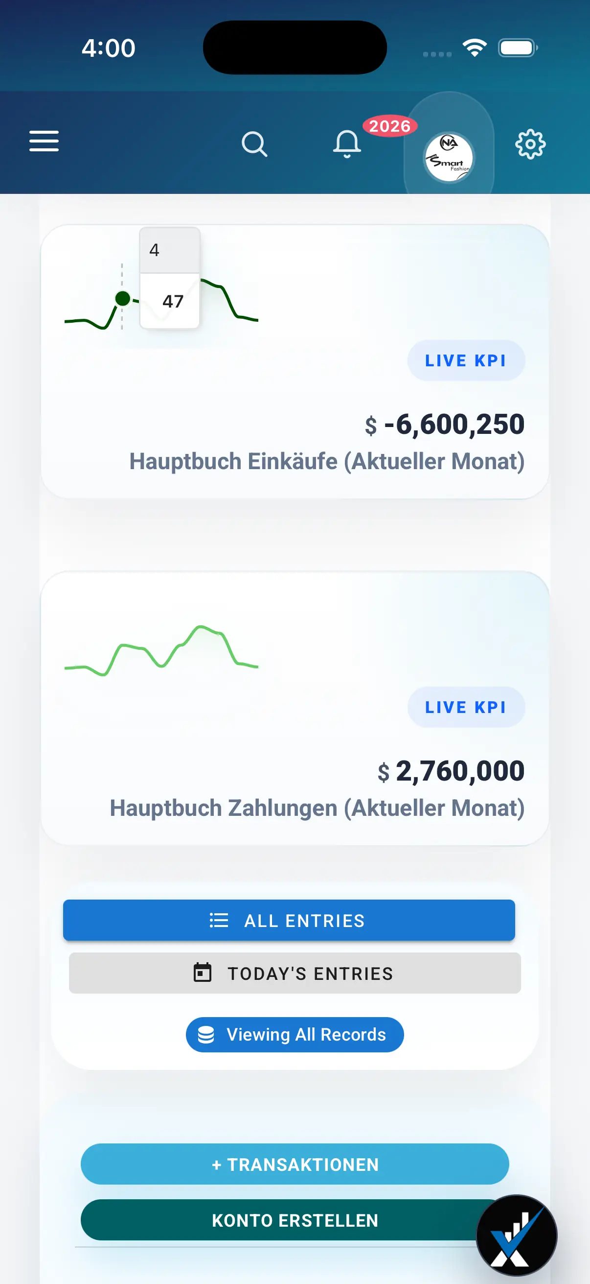 Hauptbucher und Finanzberichte iPhone screen