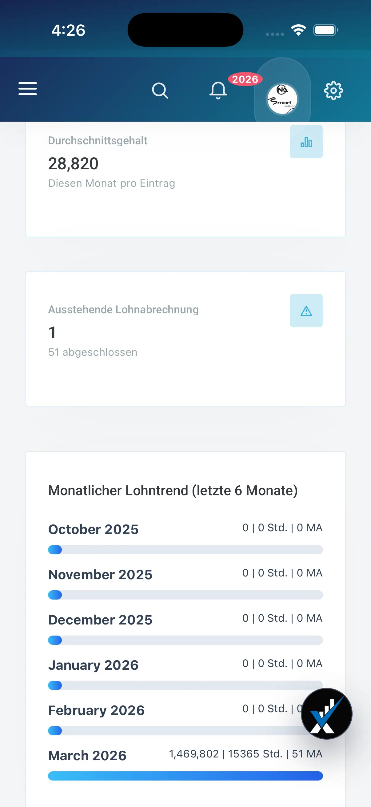 HR Payroll iPhone mini screen