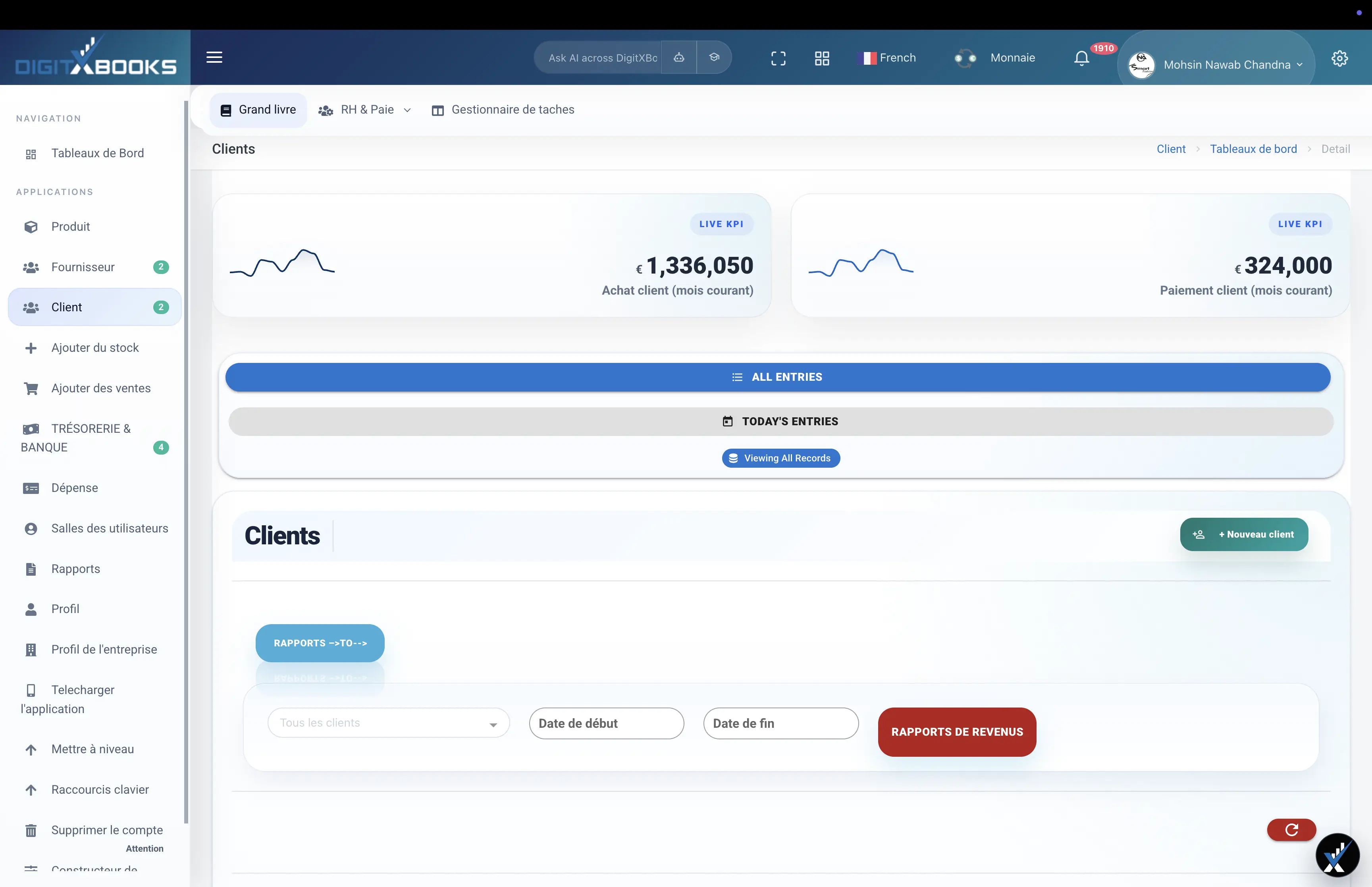 Logiciel de facturation workflow screen