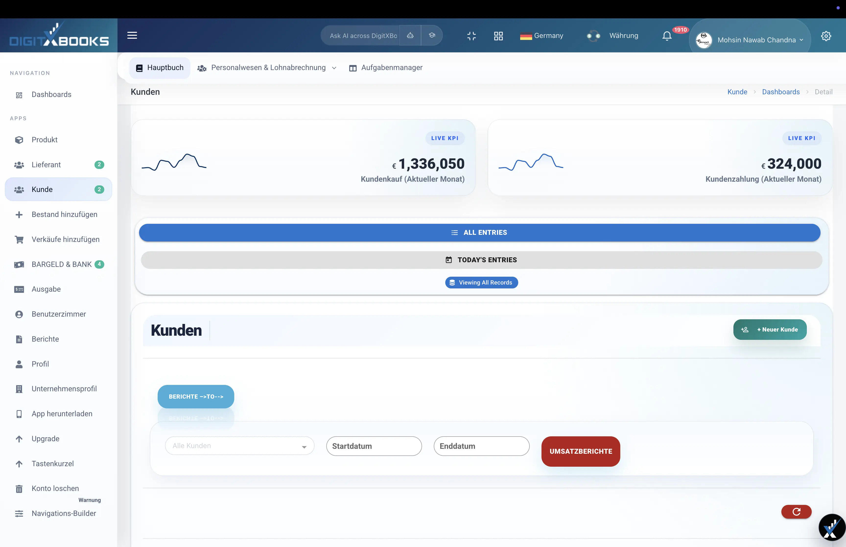 Rechnungssoftware workflow screen