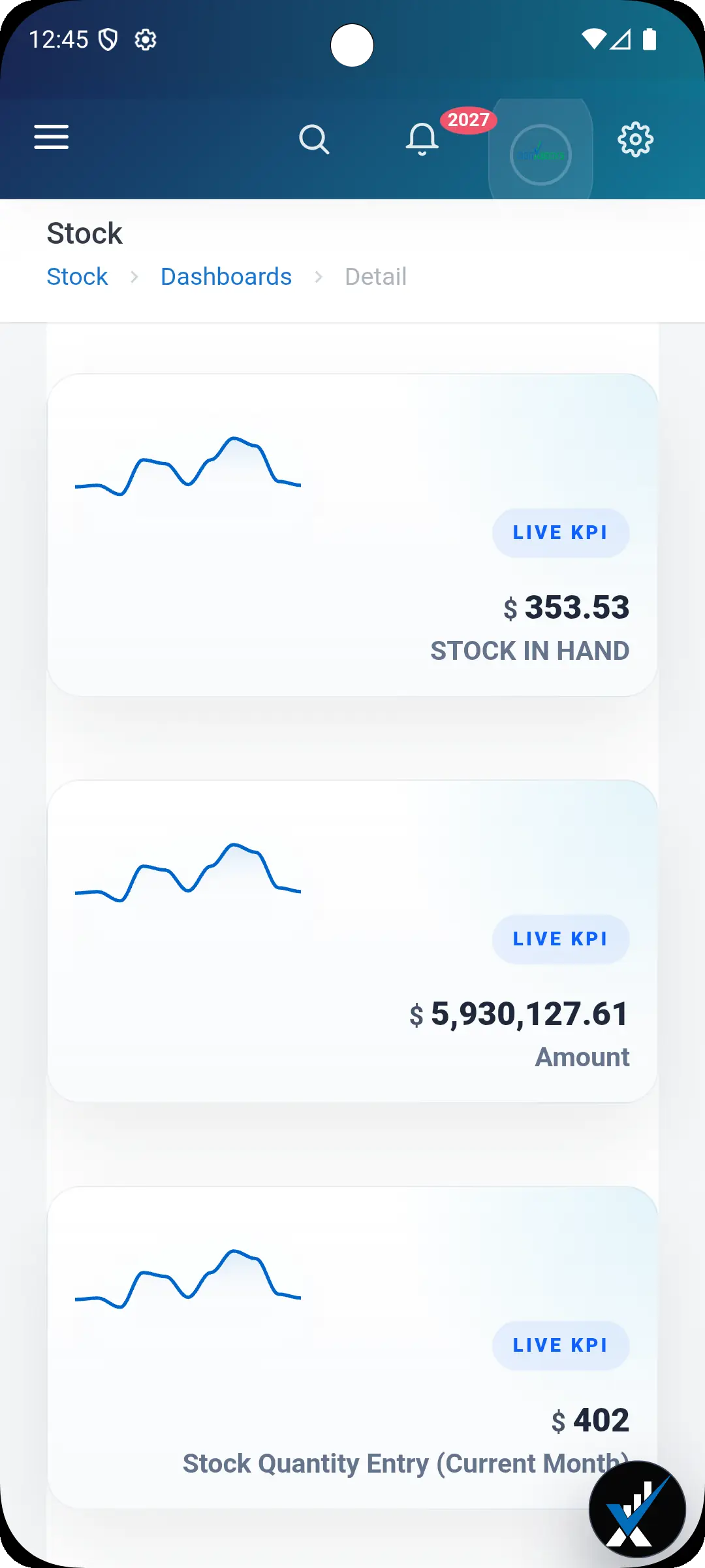 Manufacturing Accounting Software Android screen