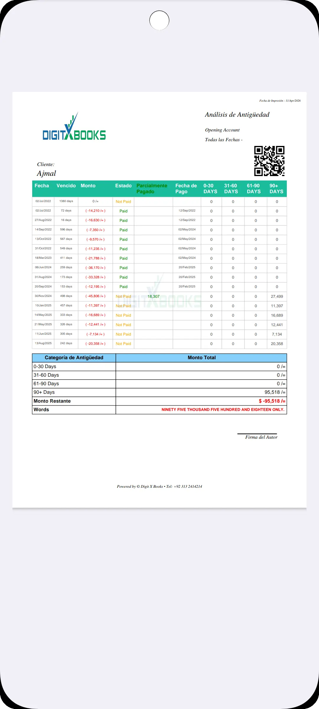 Software de facturacion e invoices Android mini screen